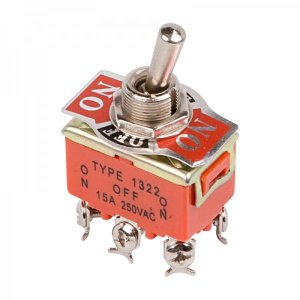 Тумблер 250V 15А (6c) ON-OFF-ON двухполюсный  (KN-203)  REXANT