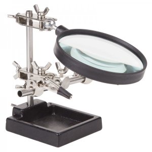 Держатель «Третья рука» REXANT, 2 зажима, чугун, лупа 90 мм (ZD-10H)