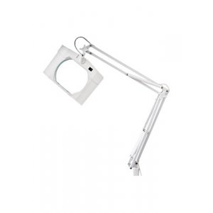 31-0111, Лупа на штат., квадр., наст.,5Х, с подс. на струбцине, белая