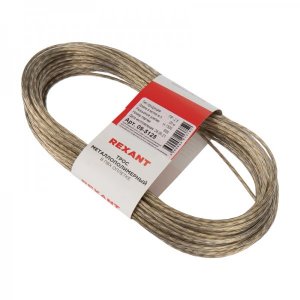 Трос стальной в ПВХ оплетке d= 2,5 мм, прозрачный ( моток 20 м)  REXANT