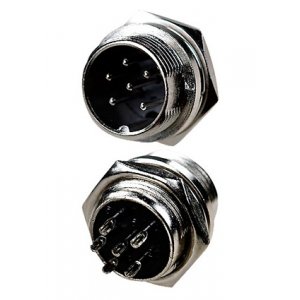 1-562-6, разъем MIC-16 6Pin, "штекер", металл на корпус