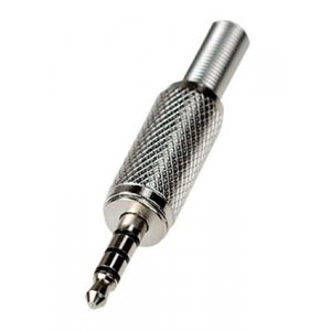 1-075, штекер аудио-видео 3.5мм 4 контакта металл на кабель