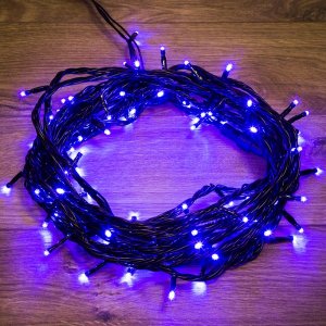 ТВИНКЛ 10м, черный ПВХ, 100 LED Синие