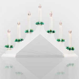Новогодняя горка 7 свечек, цвет корпуса: Белый, цвет свечения: ТЕПЛЫЙ БЕЛЫЙ