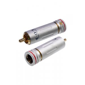 1-222G RED, штекер RCA металл бронза цанга на кабель d до 9.0мм,красный "позолоченный"