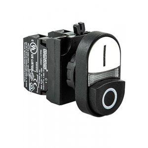 CP102K21HB, Кнопка сдвоенная выступающая черно-белая (1НО+1НЗ)