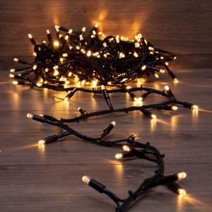 Гирлянда «Кластер» 10 м, черный каучук, IP67, 200 LED, теплый белый, соединяется (нужен шнур питания 315-000)
