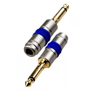 1-130G, штекер аудио 6.35мм моно металл на кабель "позолоченный"