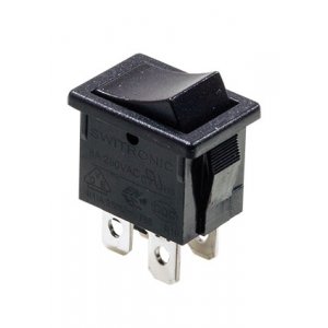 R19-20BBOT-G, переключатель клавишный ON-OFF 250В 6А черный без маркировки (аналог SWR45)