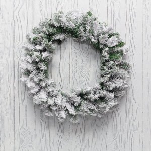 Заснеженный еловый венок Ø 60 см, ПВХ
