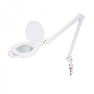 Лупа на струбцине круглая 5D с подсветкой 96LED, ТЕПЛЫЙ и ХОЛОДНЫЙ СВЕТ, белая (8060) REXANT