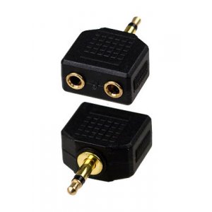 2-054G, переходник 3.5мм штекер моно - 2 x 3.5мм гнездо моно пластик "позол."