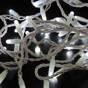 НИТЬ 10м (2 модуля x 5м), белый ПВХ, 100 LED Белые, соединяется, 24В (нужен трансформатор 531-100 или 104-127)