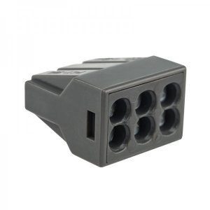 Экспресс-клемма с пастой, 6-проводная до 2,5 мм², серая (50 шт/уп) (773-306)  REXANT