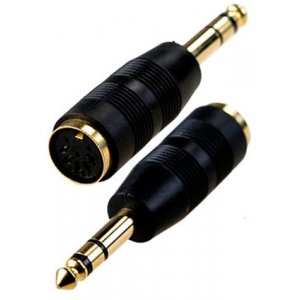 2-302G, переходник 6.35мм штекер стерео - DIN 5 pin гнездо пластик "позол."