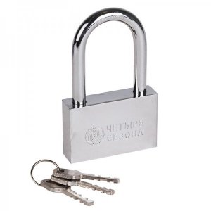 Замок навесной серия сталь 70 мм длинная дужка Четыре Сезона