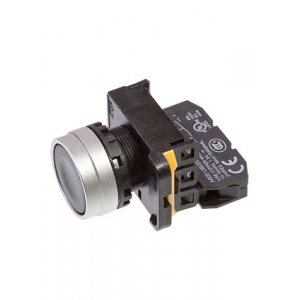 A204B-M1E10B, кнопка черная 250В 5А с контактами блоком A20-E10P