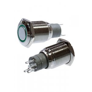 SC-985G-16 12V green, Кнопка антивандальная металл 16мм 12В, зеленая