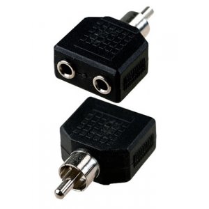 2-227, переходник RCA штекер - 2 x 3.5мм гнездо стерео пластик