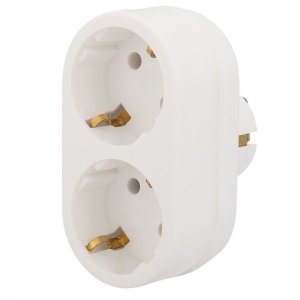 Двойник электрический , 16 А, с заземлением, белый REXANT