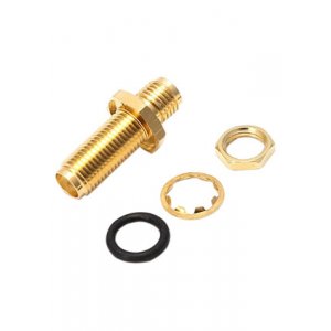 Переходник SMA (female) - SMA (female), с гайкой М8х0,75 с лыской и уплотнительным кольцом, на корпу