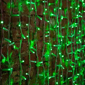 ДОЖДЬ (занавес) 2х1,5м, белый КАУЧУК IP67, 360 LED ЗЕЛЕНЫЕ  к разветвителям не подходит