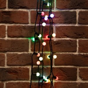 Мультишарики Ø17,5 мм 20м 200 LED RGB, черный ПВХ, соединяется