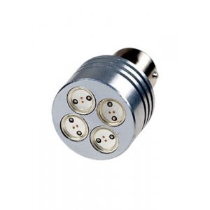 S25-RB-15S-4LED-4W-Y, 12V, LED лампа желтая S25 BA15S(D) Round Base 4W