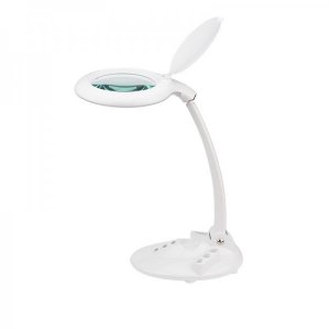Лупа настольная 3D с подсветкой 60LED, сенсорная регулировка яркости, VISAGISTE, белая (8098LED) REXANT