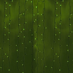 ДОЖДЬ (занавес) 2х3м, черный ПВХ, 760 LED ЗЕЛЁНЫЕ