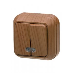 45423 ВЫКЛЮЧАТЕЛЬ ОТКР.УСТ.2 КЛ. (ОРЕХ) С ПОДСВЕТКОЙ