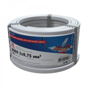 Провод ШВВП 2х0,75 мм², длина 50 метров, ГОСТ  REXANT      ( ТОП - 3 )
