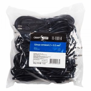 Шнур сетевой, вилка - евро-разъём C7, кабель 2x0,5 мм², длина 1,5 метра (PE пакет)   СМАРТКИП