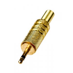 1-004G, штекер аудио 2.5мм  моно металл  на кабель "позолоченный"