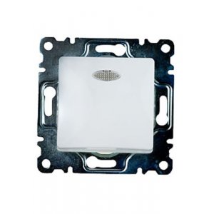 30001021 ВЫКЛЮЧАТЕЛЬ СКРЫТ. УСТ. 1КЛ. С ПОДСВЕТКОЙ(БЕЛ.) Б/РАМКИ