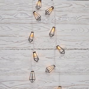 Гирлянда светодиодная «Кристаллы» черные 1,5 м, прозрачный ПВХ, 10 LED, теплая белая, питание 2 х АА