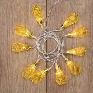 Гирлянда светодиодная "Восточные фонарики" 10 LED ЖЕЛТЫЕ 1,5 метра, прозрачный ПВХ, питание 2*АА
