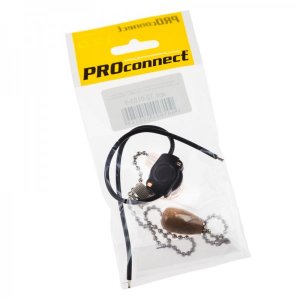 Выключатель для настенного светильника c проводом и деревянным наконечником,  silver  PROCONNECT Индивидуальная упаковка  1 шт.