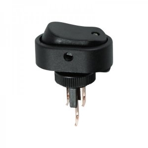 Выключатель клавишный 12V 20А (3с) ON-OFF черный ОВАЛ с синей LED подсветкой (RWB-523, ASW-20D)  REXANT