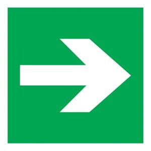 Наклейка эвакуационный знак "Направляющая стрелка"200*200 мм Rexant, стоимость за 1шт ( в упаковке 5шт)