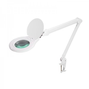 Лупа на струбцине круглая 5D с подсветкой 72 SMD, сенсорный регулятор яркости, белая (8066D) REXANT