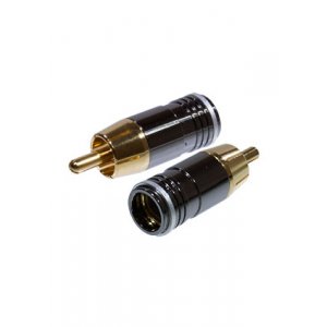 1-256G WHITE, штекер RCA металл на кабель, белый "позолоченный"