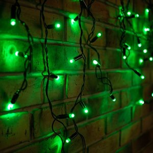 АЙСИКЛ (бахрома), 2,4 х 0,6 м, черный ПВХ, 88 LED ЗЕЛЕНЫЕ