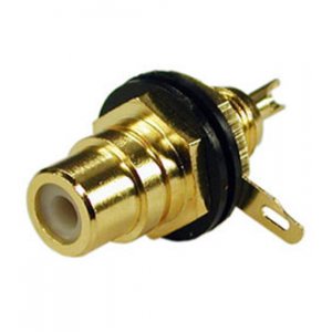 RS-115G/B, RCA разъем гнездо на панель золотое черное/белое