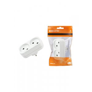 SQ1806-0025, двойник электрический на 2 гнезда белый б/з 6А 250B