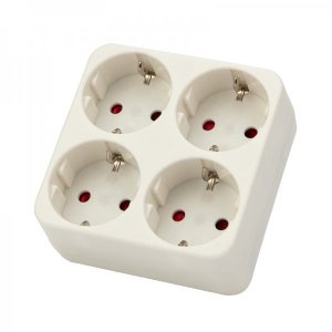 Четверник электрический , 16 А, с заземлением, белый REXANT