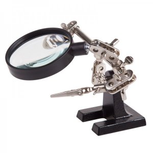 Держатель «Третья рука» REXANT, 2 зажима, чугун, лупа (2.5х) 60 мм (ZD-10R)