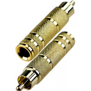 2-256G, переходник RCA штекер - 6.35мм гнездо стерео металл "позолоченный"