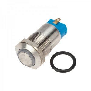 Кнопка  антивандальная Ø12 12В Б/Фикс (4с) (ON)-OFF синяя (A-12-C2) REXANT