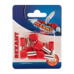 Наконечник штыревой втулочный изолированный F-14 мм 2х10 мм² (НШВи(2) 10-14/ Ги2 10-14) красный REXANT (10 шт в блистере)  цена 51,68